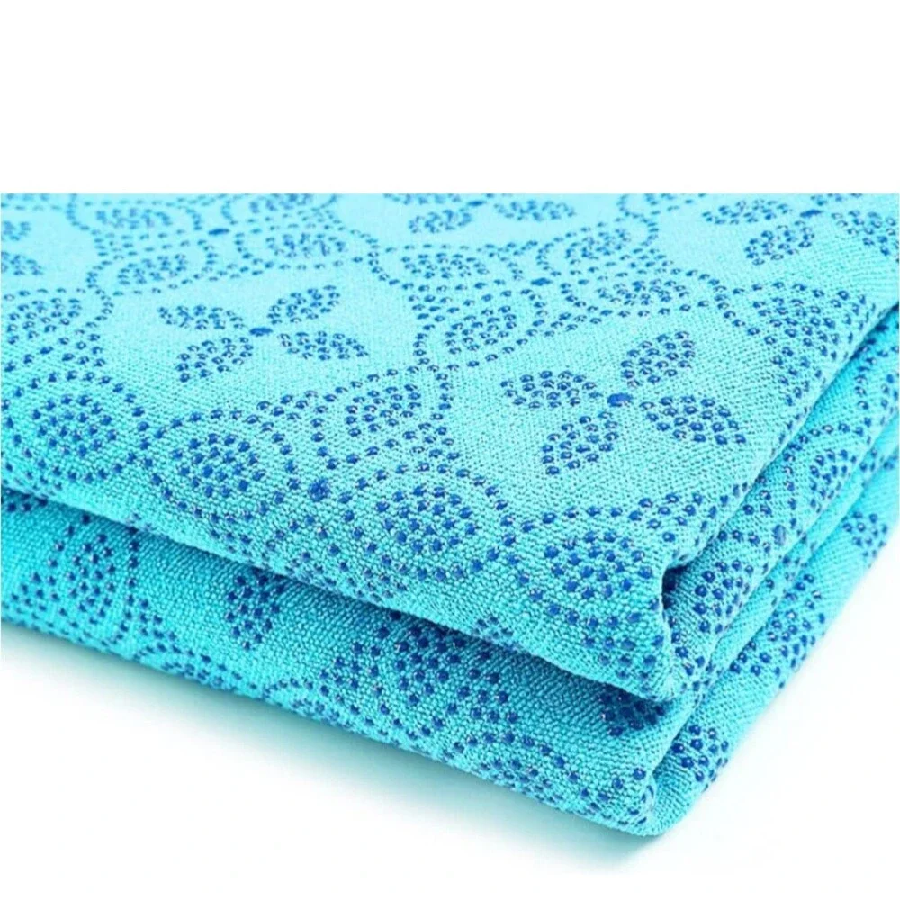 Yoga Towel Non Slip Grip Dots Hot Yoga Mat Cover Light Blue New